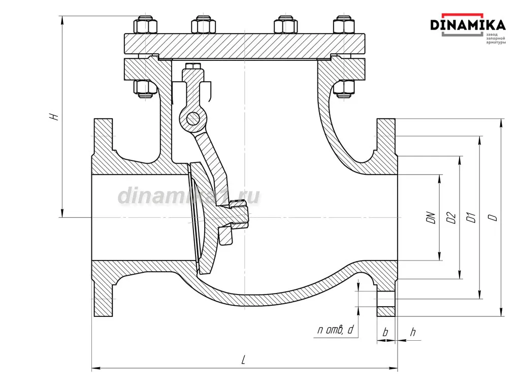 Обратный клапан 19нж76нж Ду250 фланцевый